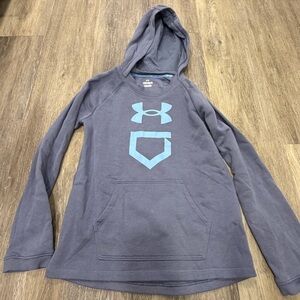 Under Armour Girls Softball Hoodie with Light Blue Logo